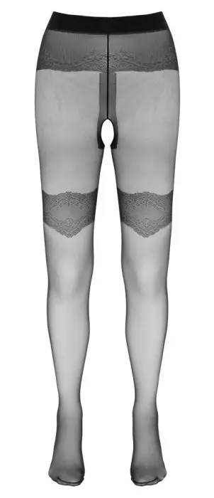 Cottelli LEGWEAR Zeķubikses ar zeķturiem un atvērtu starpkāju – melnas Foto 5