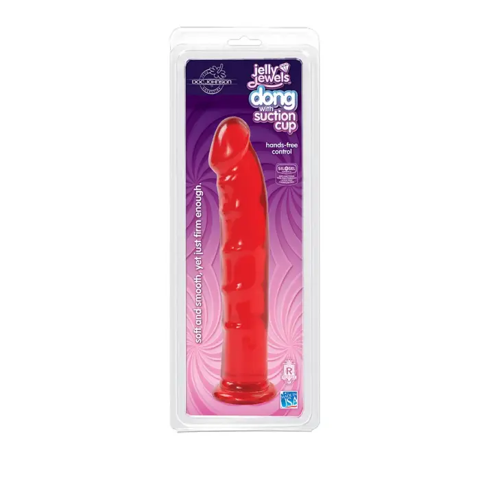 Jelly Jewels dildo ar piesūcekni – 20 cm (8″) – sarkans