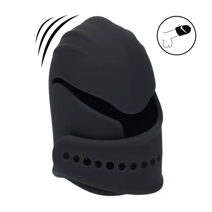 Regulējams vibrējošs silikona dzimumlocekļa galviņas stimulators – melns Foto 9