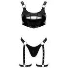 Black Level vinila crop tops un stringu komplekts ar zeķturiem – XL — Foto 8