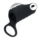 LEVELZ Vibrating Ribbed Silicone Cock Sleeve and Ball Ring – Black — Photo 6