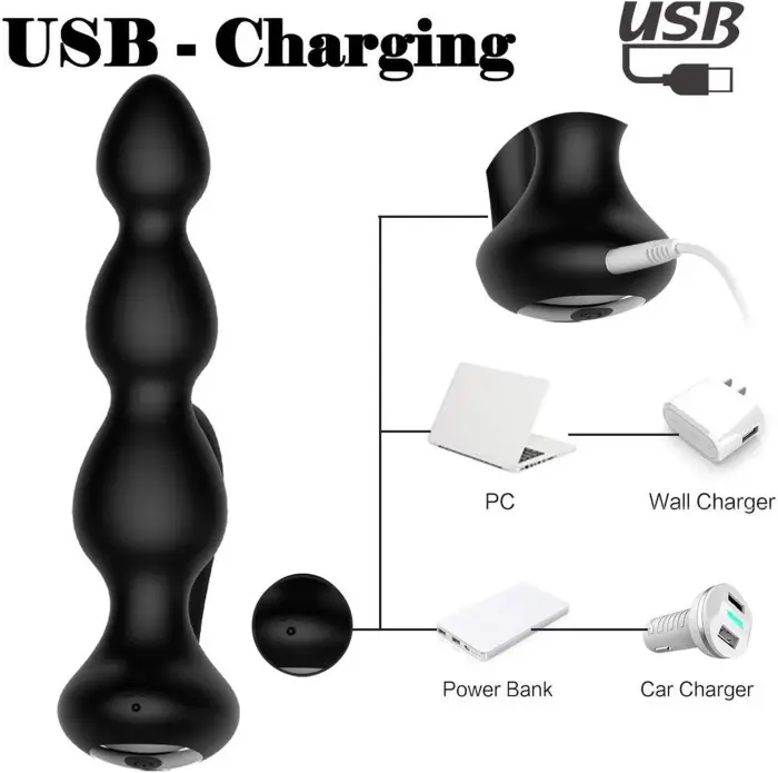 Remote Silicone Anal Beads – Black Photo