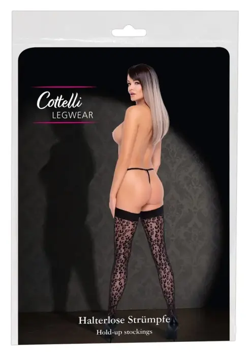 Cottelli LEGWARE Leo kojinės iki šlaunų 30 DEN – leopardo raštas