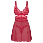 Obsessive Cupide Desir babydoll naktskrekls un stringi – sarkans – 2XL/3XL — Foto 4
