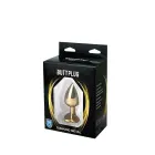 Gold širdies formos analinis kištukas su raudonu kristalu – 7 cm — Nuotrauka 3