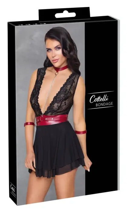 Cottelli Collection Bondage Series Babydoll – Black / Red – XL