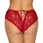 Cottelli LINGERIE Red Lace Crotchless Panty with Satin Ribbon – L — Photo 4