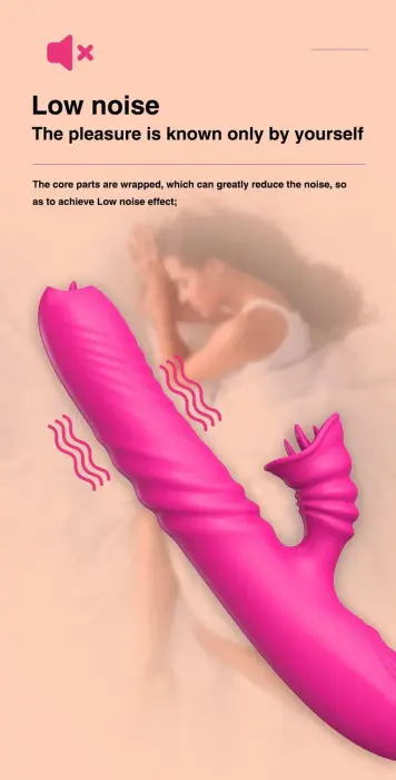 Angelia vibrators ar kustību, rotējošu vārpstu un mēles stimulatoru – 18 cm (7″) – rozā Foto 12