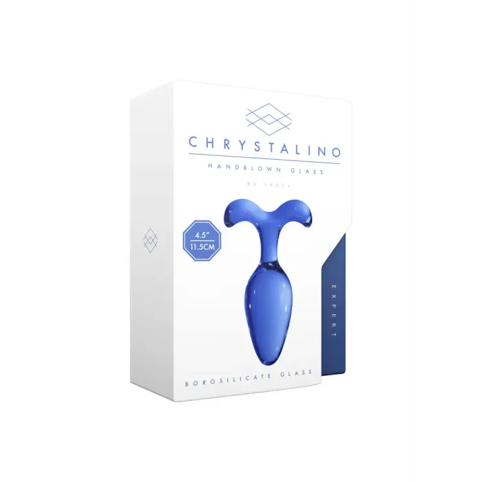 Expert stikla anālais spraudnis – 19 cm – Zils Foto 3