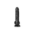 Išlenktas realistiškas dildo su sėklidėmis ir siurbtuku – 20,5 cm (8″) – Juodas Photo