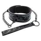 Adjustable Faux Leather Collar with Detachable Leash – Black — Photo 1