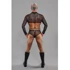 Īss tops ar garām piedurknēm – melns – XXL — Foto 4