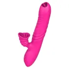 Angelia vibrators ar kustību, rotējošu vārpstu un mēles stimulatoru – 18 cm (7″) – rozā Foto 1