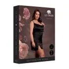 Open Back Silk Dress with Criss-Cross Straps and Slit – Plus Size – Black — Photo 1