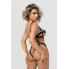 Christine Bondage Style Harness Bodysuit – adjustable straps, metal rings – black – L/XL — Photo 2