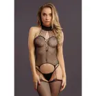 Сетчатое боди с чокером и подвязками – One size – чёрное — Фото 3