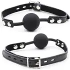 Ohmama Silicone Ball Gag with Adjustable Leather Strap & Padlock, 4 cm — Photo 1
