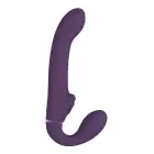 Ai strapless strap-on vibratorius su dviguba vibracija ir oro bangų stimuliatoriumi – violetinis — Nuotrauka 3