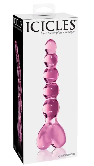 Icicles No. 43 Stikla Dildo – 20 cm (8″) – Rozā