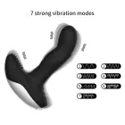 Silicone Prostate Massager with Pulsating Function, Heating and Remote Control – Black — Photo 2