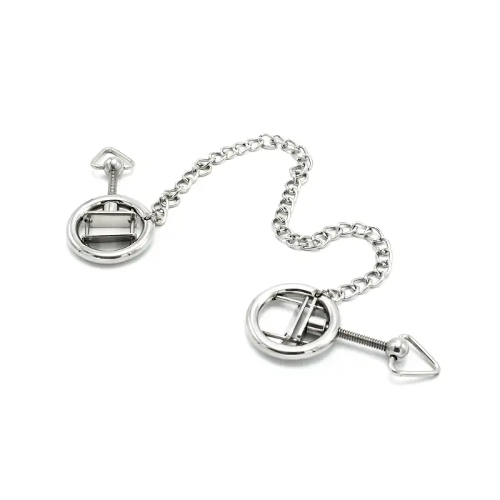 Adjustable Nipple Clamps with Rings and Chain – Silver