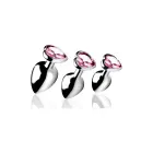Pink sirds formas anālo spraudņu komplekts – 3 gabals – 9.65 cm (3.8″) – Rozā — Foto 3
