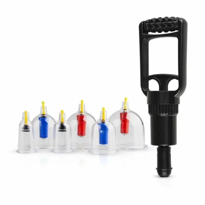 EasyToys Vacuum Cupping Set - 6-Piece Kit with Hand Pump, Multi-Size – Clear