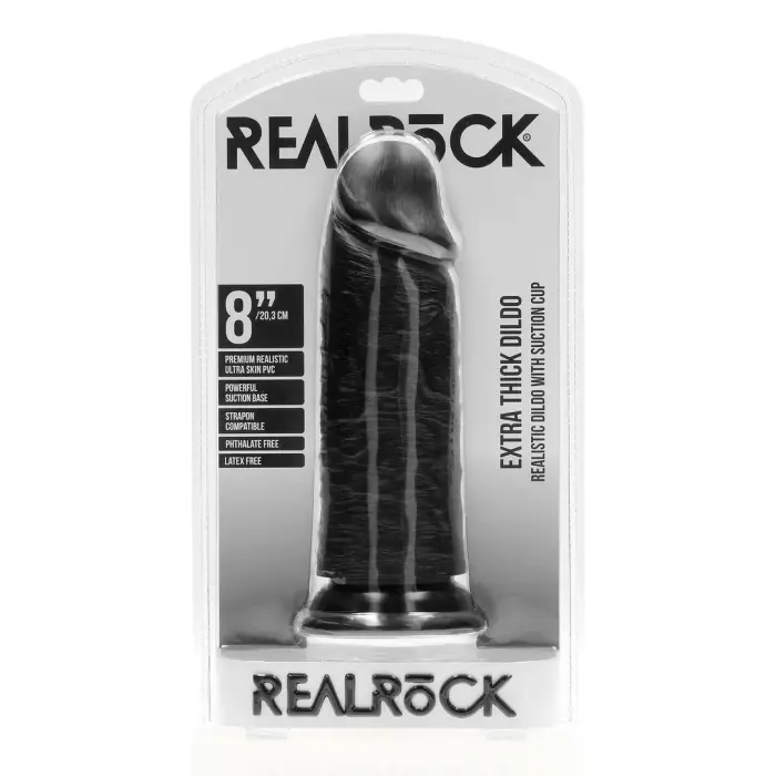 RealRock realistlik dildo – 20.3 cm (8″) – must