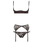 Cottelli Collection кружевной комплект бюстгальтера с открытыми чашечками 80C/M – чёрный, комплект из 3 предметов — Фото 4