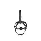 Shots Ouch! Adjustable Leather Head Harness with Breathable Ball Gag – Black — Photo 5
