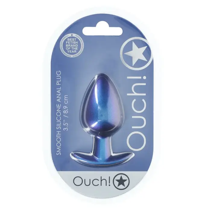 Smooth Silicone Anal Plug – L – 8.9 cm (3.5″) – Metallic Blue