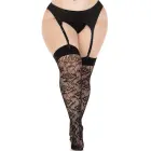 Leg Avenue Wild Rose Mesh Thigh Highs – Black – Plus size — Photo 2