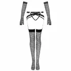 Livco Corsetti Fashion Nemalia elegants melns tīkliņa komplekts L/XL – zeķturis, zeķes, cimdi — Foto 4