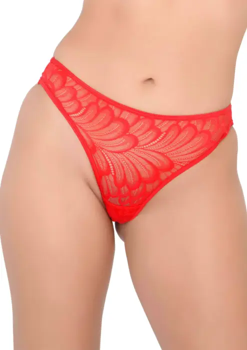 Hiphugger panties with ruched back – Red – S/M
