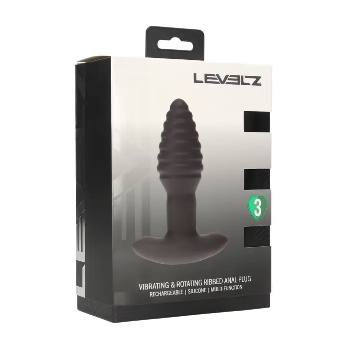 LEVELZ 2 Vibrating Rotating Ribbed Anal Plug – Black