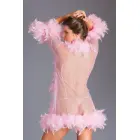 Lux Short Chiffon Robe with Feather Trim – One Size — Photo 3