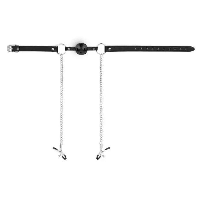 Bedroom Fantasies - Ball Gag with Nipple Clamps Black Foto 4