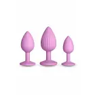 INYA Triple Ace Kit Blush – 3 silikona anālo aizbāžņu komplekts ar piesūcekņa pamatu – blāvi rozā — Foto 2