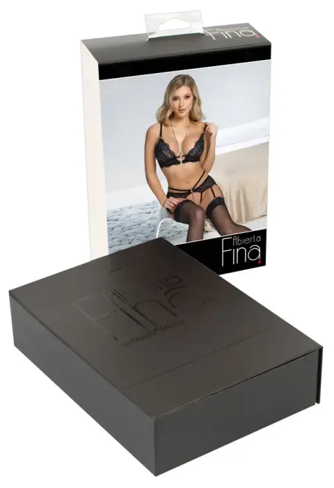 Abierta Fina Lace Lingerie Set – Black – XL Photo