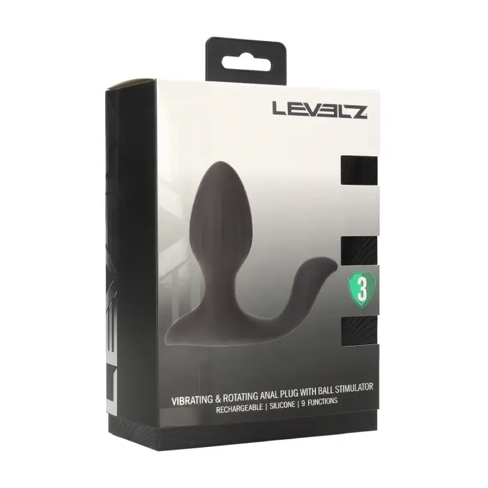 LEVELZ Plug-ilicious 2 rotējošs silikona anālais spraudnis ar sēklinieku stimulatoru – Melns