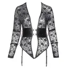Cottelli Bondage Long Sleeve Lace Bodysuit with Rose-Gold Accents – Black – 3 XL — Photo 6