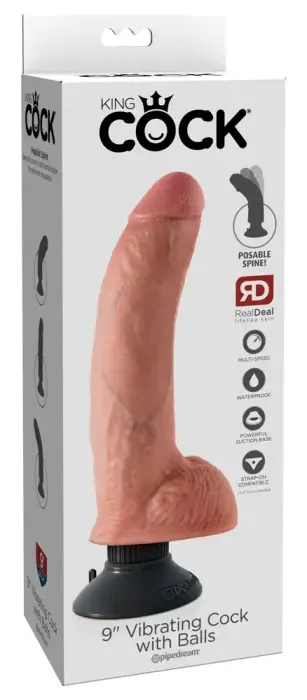 KC 9 Realistic Vibrating Penis with Balls – 23 cm (9″) – Skin