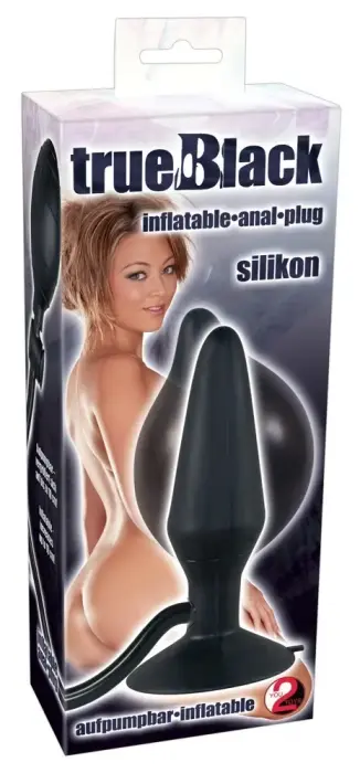 True Black Inflatable Anal Plug – 15 cm (5.9″)