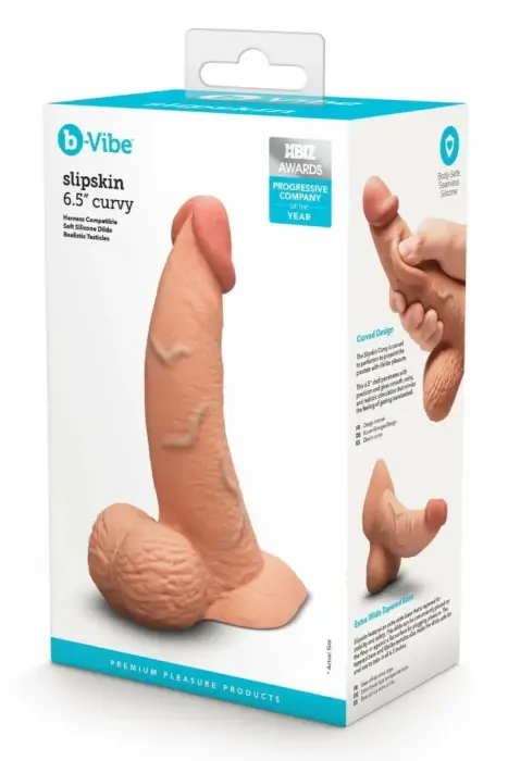 b-Vibe SlipSkin Curved Silicone Model 6.5'' Mocha - Anatomical Design