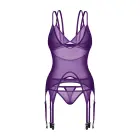 Vibres Corset & Thong Set – purple – soft-touch fabric – non-wired – silver hardware – L/XL — Photo 5