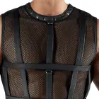 Svenjoyment Bondage men's net set – shirt with thigh harnesses, jock, 2 cuffs – black – S — Photo 5