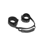 Ouch! Bonded Leather Handcuffs with Handle – Black — Photo 3