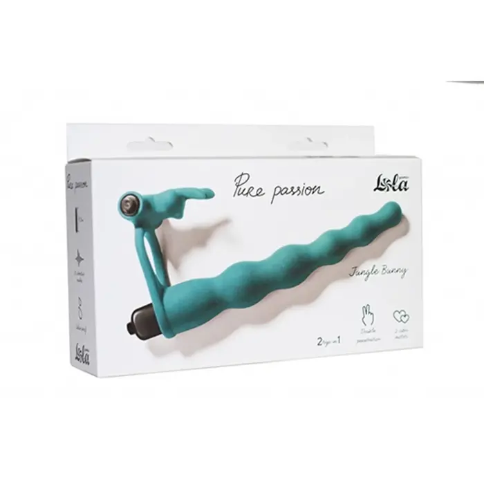 Lola Games Pure Passion Jungle Bunny страпон-вибратор с двойной пенетрацией – 17 cm – зеленый