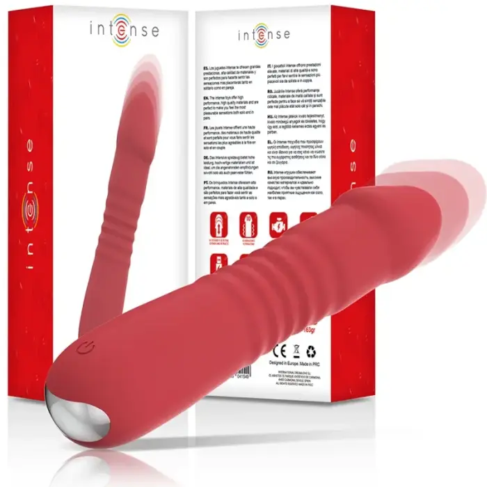 Intense Juni Up & Down 10 Red – silicone vibrator with automatic up-and-down movement and 10 modes – red