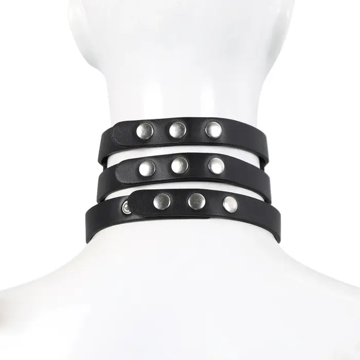 Tripple O-Ring Strap Collar PU-Leather Foto 4